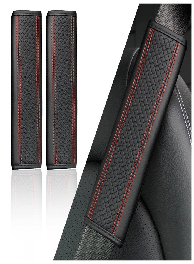 Figpade 2PCS Car Seat Belt Cover Pad,Breathable Leather Seatbelt Covers for Shoulder Protection and Car Decorations,Universal Seatbelt Cushion Adding Car Seat Strap Pads Car Accessories Interior (Black/Red) - Image 1