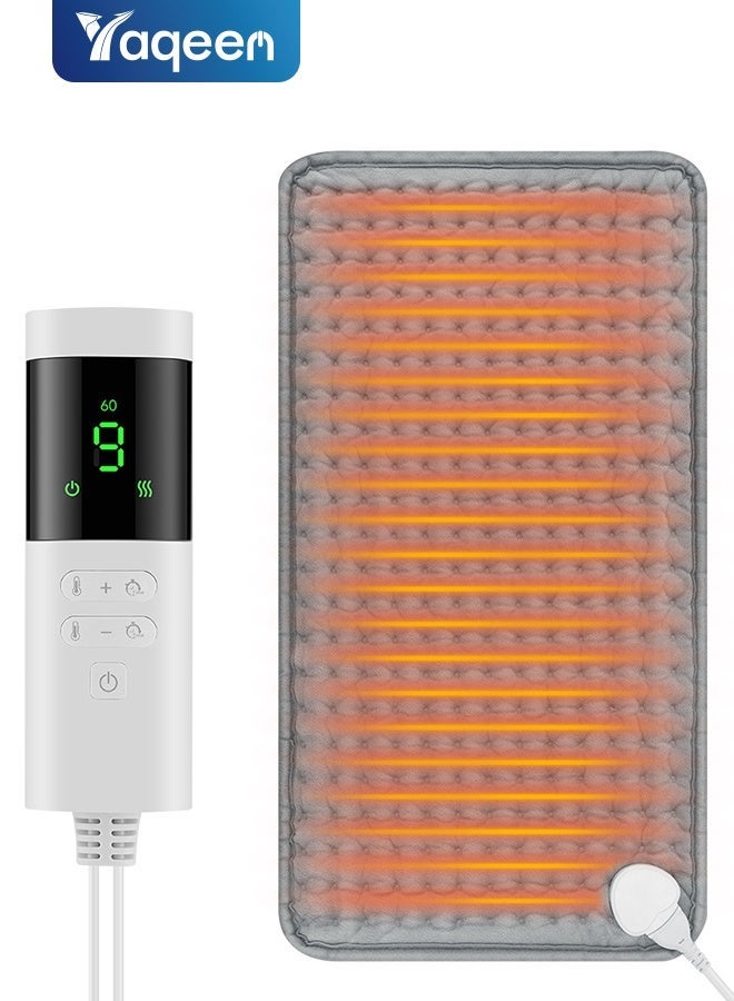 Yaqeen Electric Heating Pad With Automatic Switch-Off And 9 Temperature Settings And 4 Timer Settings Hot Bag For Back Pain And Period Pain Relief Heating Blanket For Back Neck Shoulde Machine Washable " 12 X 24" - Image 1