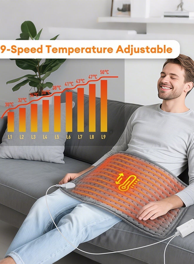 Yaqeen Electric Heating Pad With Automatic Switch-Off And 9 Temperature Settings And 4 Timer Settings Hot Bag For Back Pain And Period Pain Relief Heating Blanket For Back Neck Shoulde Machine Washable " 12 X 24" - Image 2