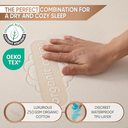 MATTSHIELD ORIGINAL Waterproof Organic Mattress Protector Twin - Organic Cotton Breathable Mattress Pad Cover - 250 GSM Comfort - Deep Pocket - Fitted Comfort - Image 3