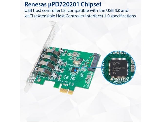 Tobo بطاقة توسيع PCI-E إلى USB 3.0 4 منافذ مع موصل طاقة SATA 15 دبوس سرعة فائقة تصل إلى 5Gbps (TD-1030PC) - Image 5