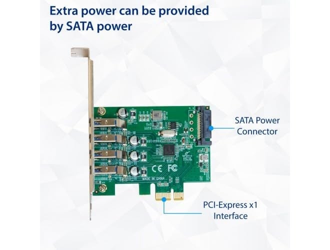 Tobo بطاقة توسيع PCI-E إلى USB 3.0 4 منافذ مع موصل طاقة SATA 15 دبوس سرعة فائقة تصل إلى 5Gbps (TD-1030PC) - Image 3