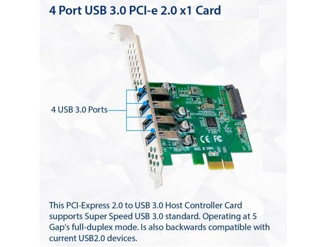 Tobo بطاقة توسيع PCI-E إلى USB 3.0 4 منافذ مع موصل طاقة SATA 15 دبوس سرعة فائقة تصل إلى 5Gbps (TD-1030PC) - Image 4