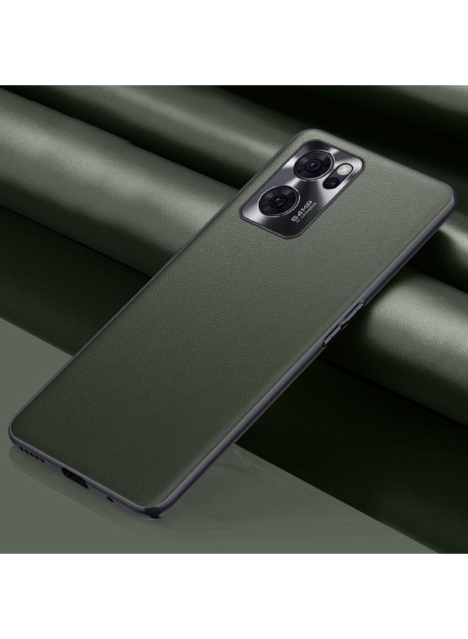S-TOP Case For OPPO Reno7 Plain Skin Leather Phone Case - Image 1