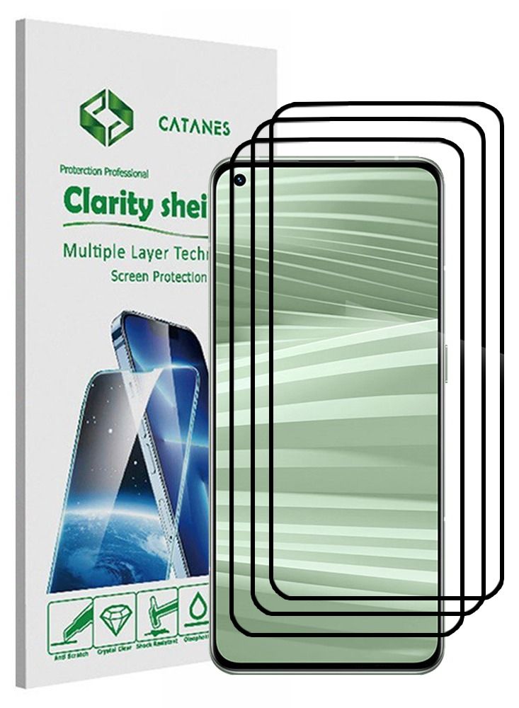 CATANES 3 Pack For Realme GT2 Pro Screen Protector Tempered Glass Full Glue Back - Image 1