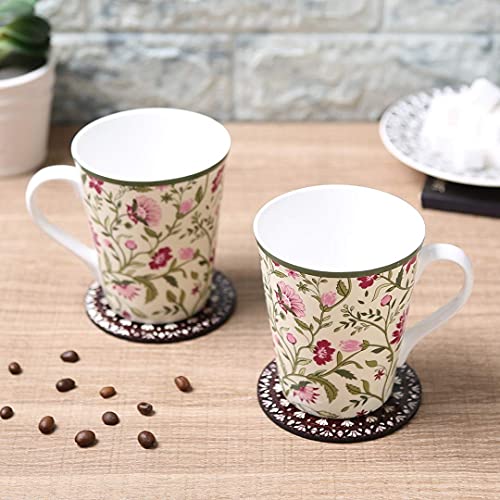 Clay Craft India Circus Floral Ceramic Mugs (Set of 2) | 300 ml Each | Multicolor Tea, Milk & Coffee Cups| Ideal for Home, Office & Gifting to Loved Ones - Image 4