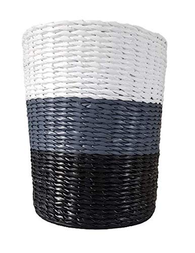 Sonas Creation Paperus Standard Size 10 liter 11 Inch Tall Black White Grey Opentop Dustbin Waste Basket Trash Can Storage Basket Ecofriendly Handmade of Paper Ropes - Image 4