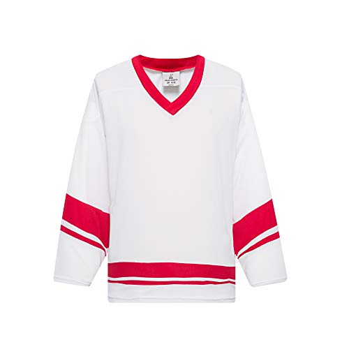 EALER H400 Series Blank Ice Hockey Practice Jersey League Jersey for Men and Boys - Senior and Junior - Adult and Youth White/Red - Image 1