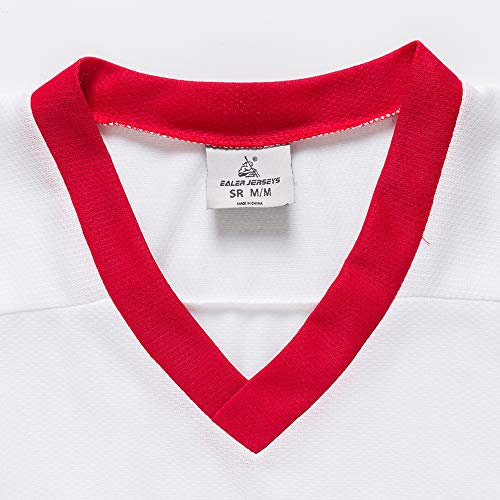 EALER H400 Series Blank Ice Hockey Practice Jersey League Jersey for Men and Boys - Senior and Junior - Adult and Youth White/Red - Image 3