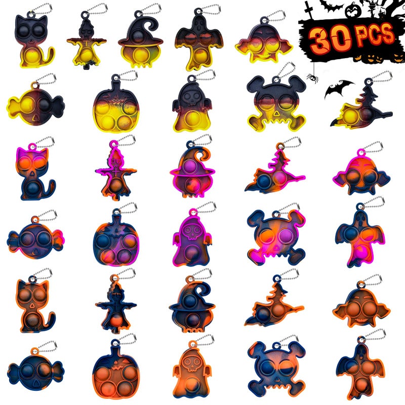 Genuvi Halloween Pop Fidget Toys Bulk Its Halloween Party Favors for Kids 30PCS Mini Pop Keychain It Halloween Trick or Treat Party Supplies Halloween Goodie Bag Fillers Fidgets for Classroom Prizes for Kids - Image 2