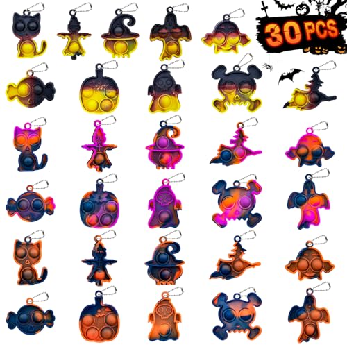 Genuvi Halloween Pop Fidget Toys Bulk Its Halloween Party Favors for Kids 30PCS Mini Pop Keychain It Halloween Trick or Treat Party Supplies Halloween Goodie Bag Fillers Fidgets for Classroom Prizes for Kids - Image 1
