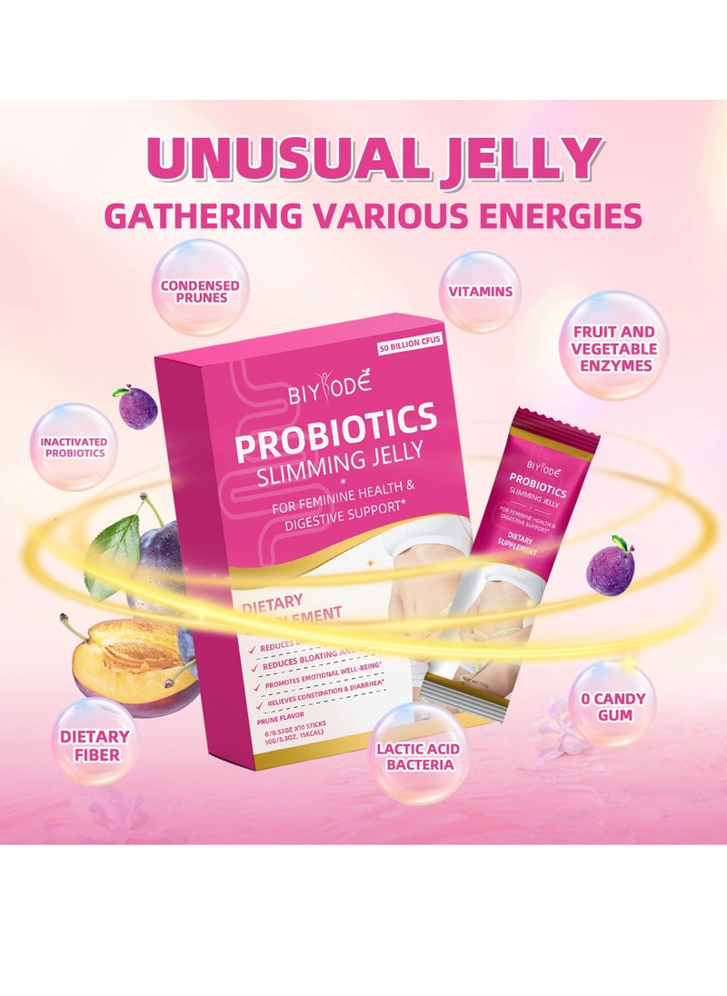 BIYODE Probiotics Slimming Jelly,Diet And Detox For Feminine Health &Digestive Support Dietary Supplement Prune Flavor 10 Sticks  - Image 2