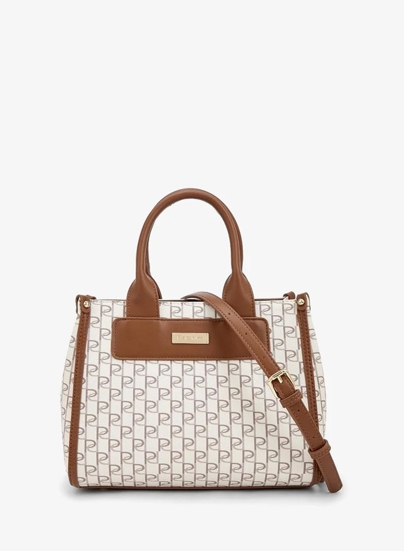 Paprika Monogram Print Tote Bag With Detachable Strap