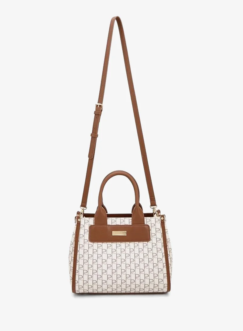 Paprika Monogram Print Tote Bag With Detachable Strap