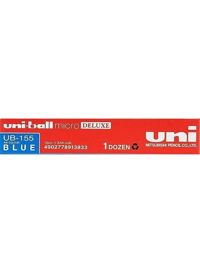 Uniball Ub155 Micro Deluxe Rollerball Pen Ultra Fine 0.5Mm Tip 0.2Mm Line Blue Ref Ub155Blu Pack Of 12  - Image 2