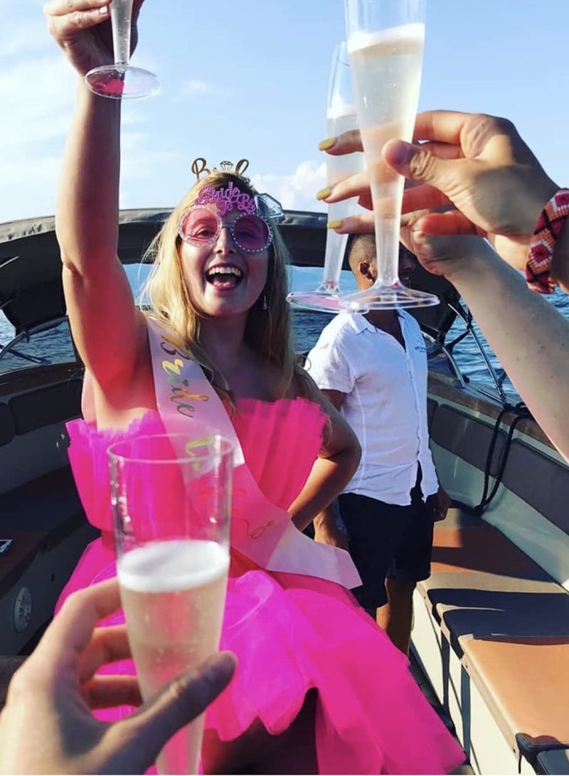 SOLARAE زينة حفلة العزوبية 5 قطع، شريط العروس، طرحة، تاج، حزام، ونظارات - مجموعة كاملة من ملحقات حفل الزفاف وحفلة العروس - Image 5