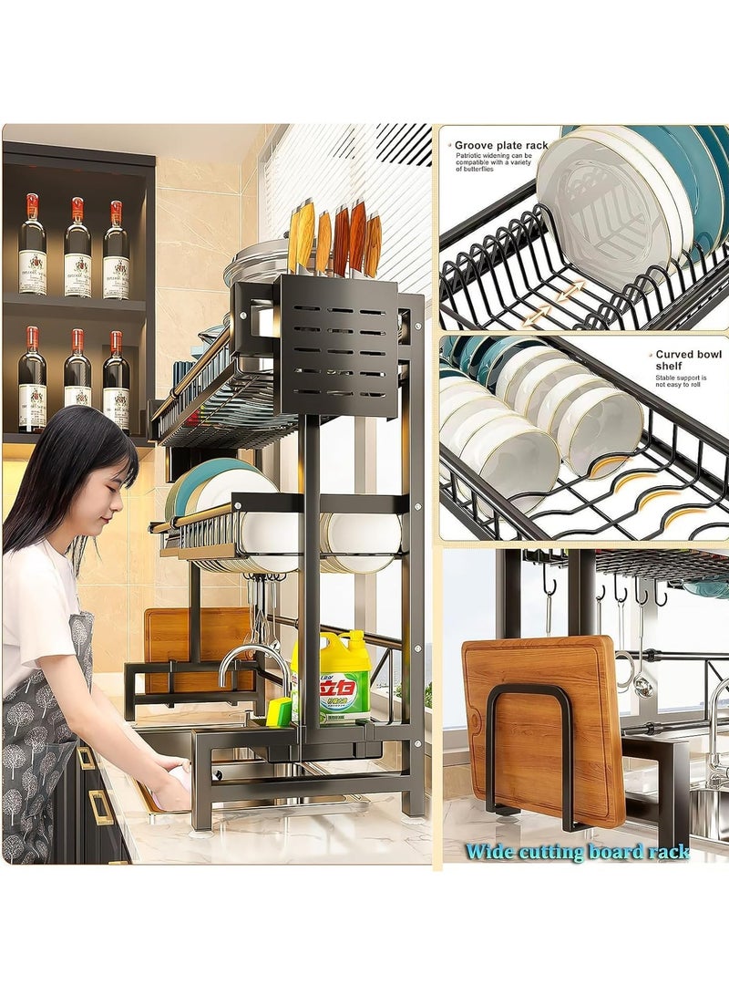 BLOOMING TIME Over-The-Sink Dish Drying Rack – Adjustable Stainless Steel 2-Tier Organizer  - Image 2