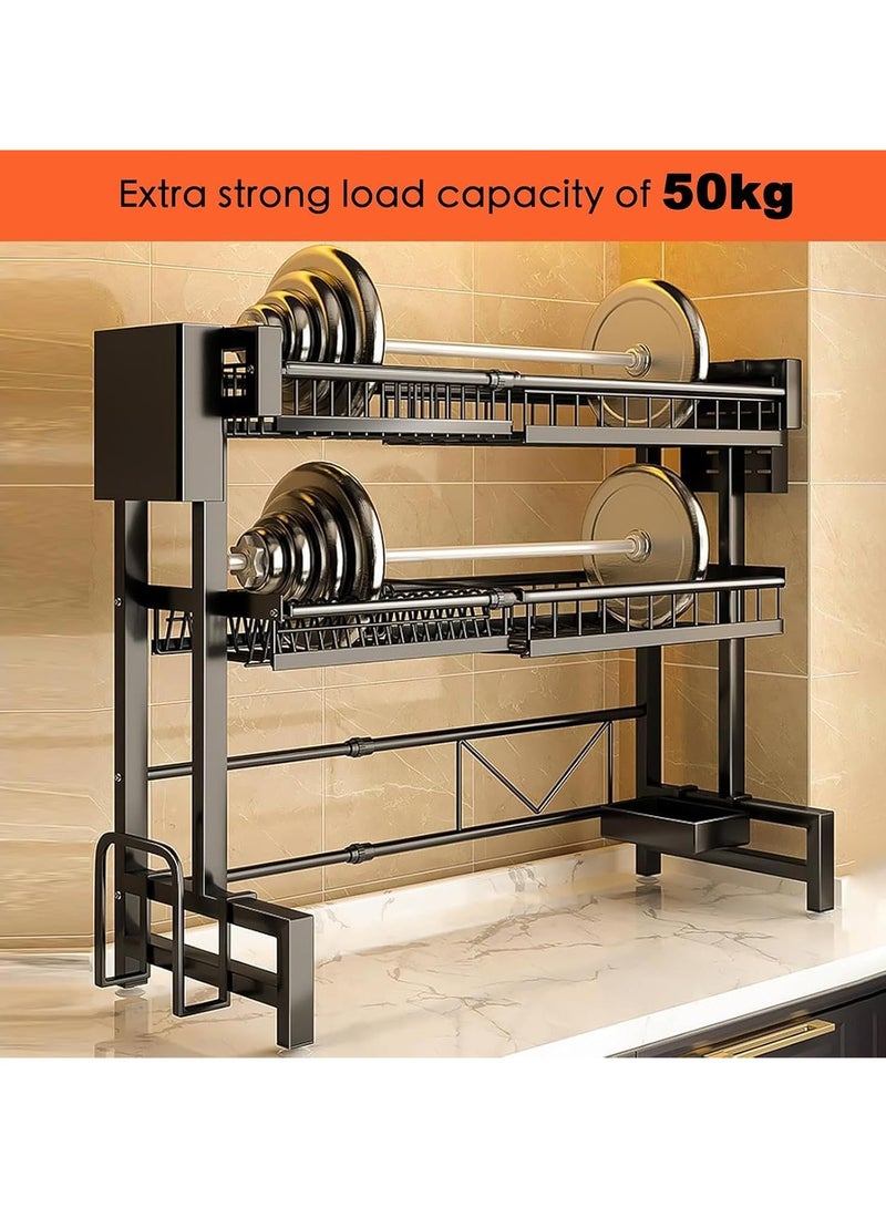 BLOOMING TIME Over-The-Sink Dish Drying Rack – Adjustable Stainless Steel 2-Tier Organizer  - Image 4