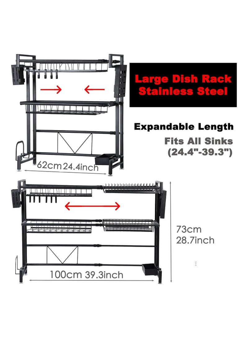 BLOOMING TIME Over-The-Sink Dish Drying Rack – Adjustable Stainless Steel 2-Tier Organizer  - Image 5