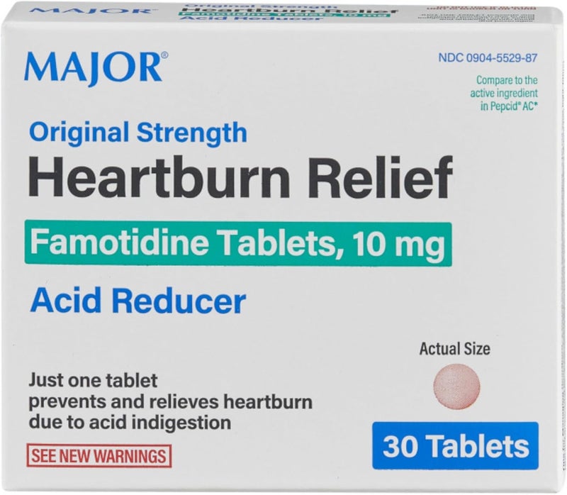 MAJOR Original Strength Heartburn Relief  Famotidine Tablets 10 mg  Acid Reducer  30 Tablets - Image 1