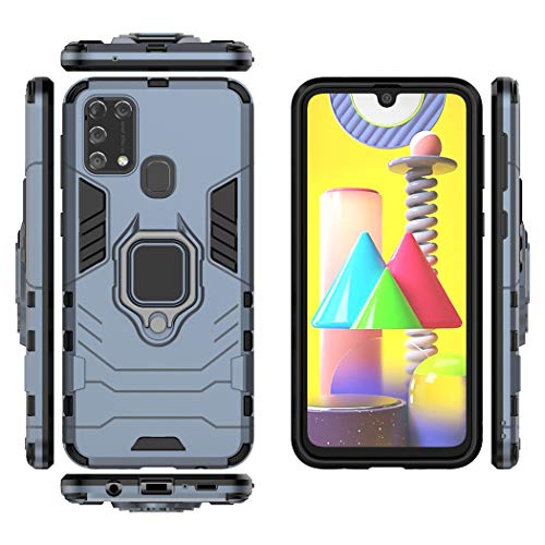 MaiJin Compatible with Galaxy M31 Case, Metal Ring Grip Kickstand Bumper (Works with Magnetic Car Mount) Dual Layer Rugged Cover for Samsung Galaxy M31 (Red) - Image 3