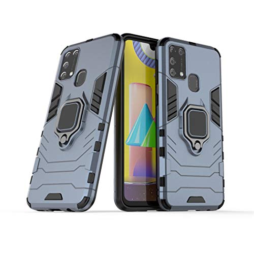 MaiJin Compatible with Galaxy M31 Case, Metal Ring Grip Kickstand Bumper (Works with Magnetic Car Mount) Dual Layer Rugged Cover for Samsung Galaxy M31 (Red) - Image 1