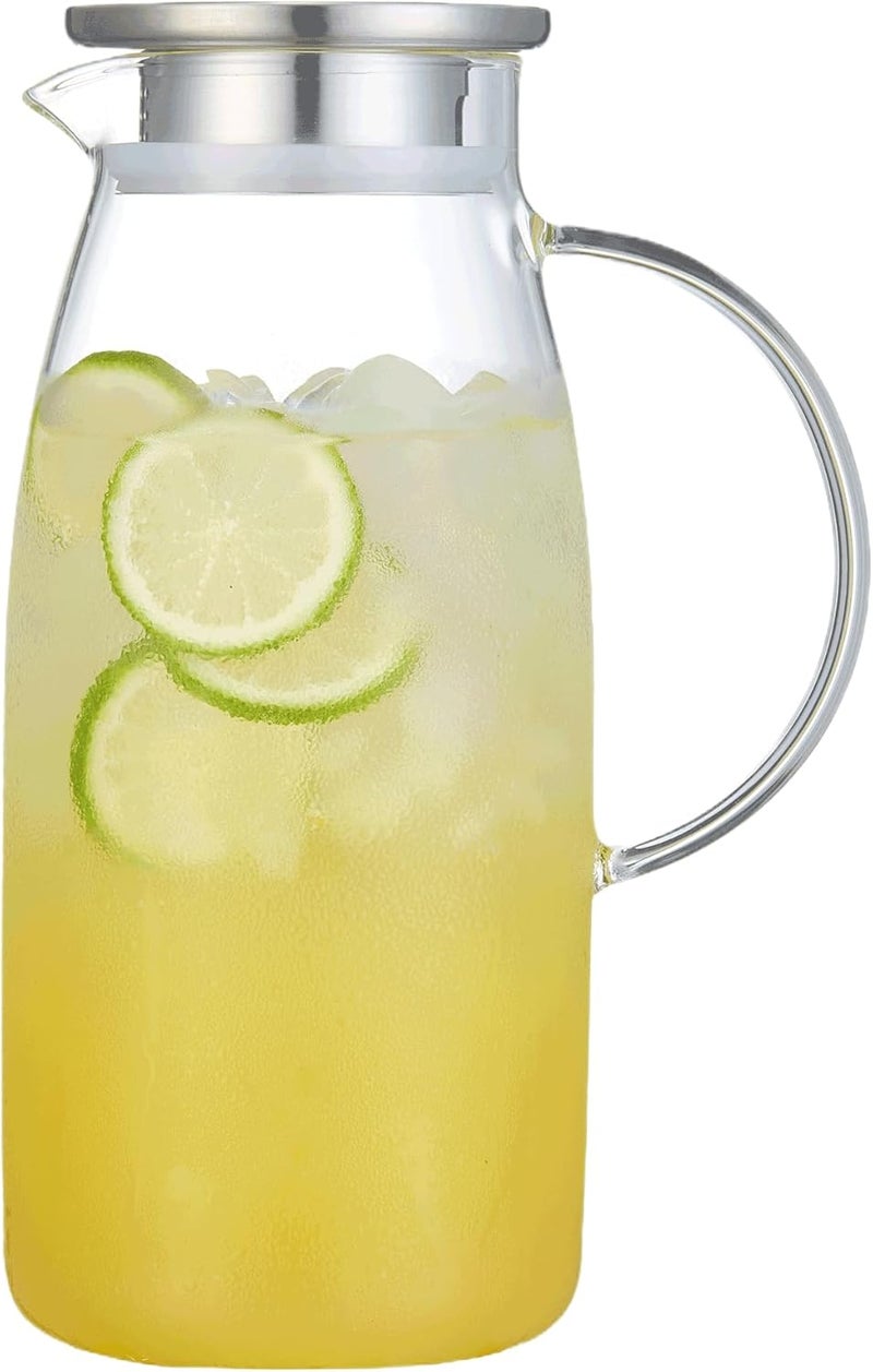 Purefold (1770mls) - 1770mls Glass Pitcher with Lid, Hot/Cold Water Jug, Juice and Iced Tea Beverage Carafe - Image 1