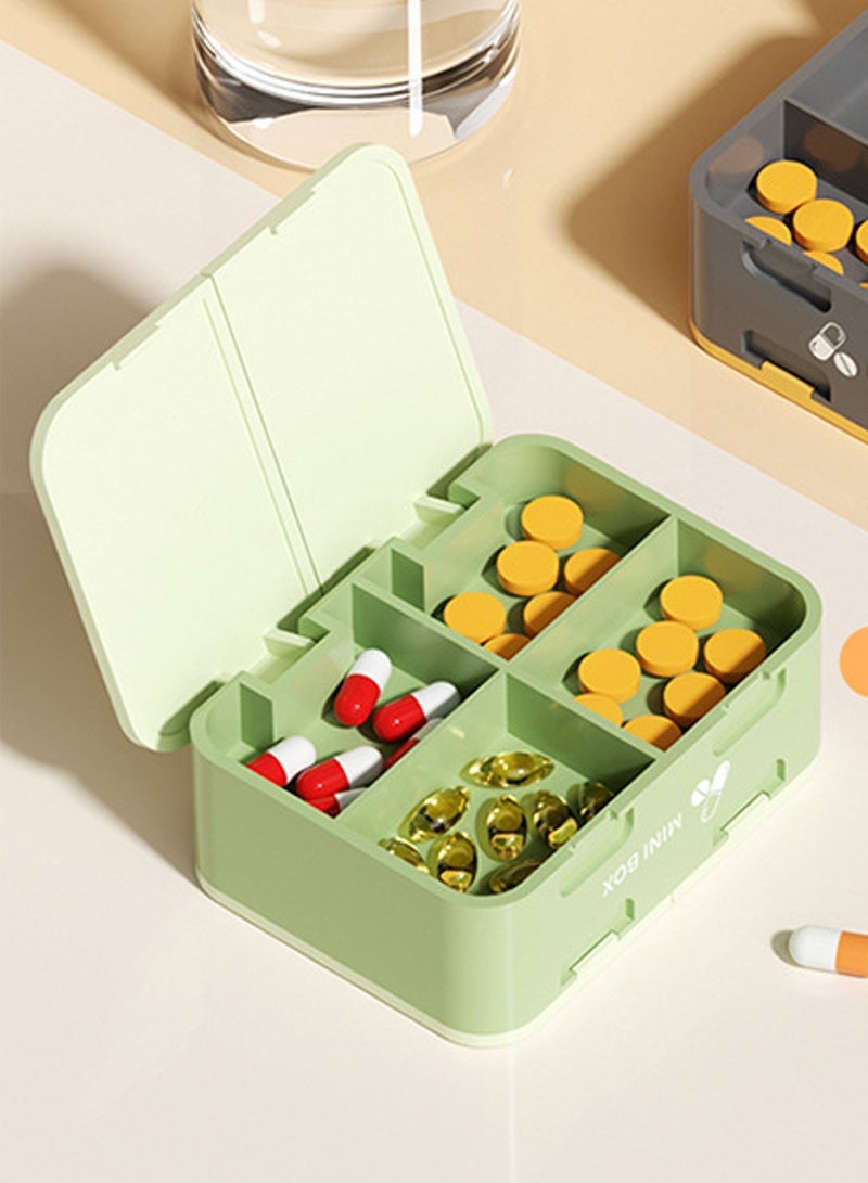 لبونير منظم أقراص حبوب منع الحمل صندوق حبوب محكم الإغلاق مع موزع موزع أقراص كبير موزع أقراص كبير موزع أقراص كبير حامل مكملات غذائية للسفر في المنزل فارز فيتامينات محمول بحجم جامبو 8 حاوية فيتامينات محكم الإغلاق حاوية فيتامينات دواء يومي (أخضر) - Image 3