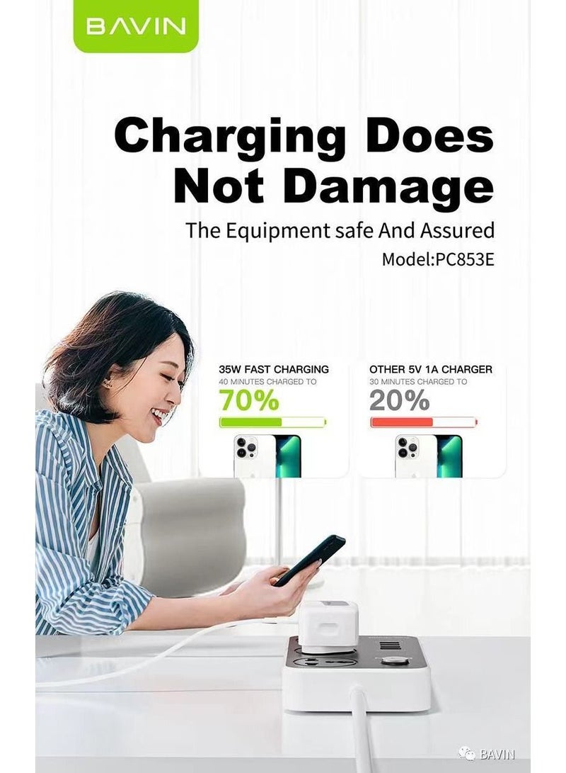 Bavin 35W Type-C Power Adapter Double PD Fast Charger, Dual USB C Port Fast Wall Charger for iPhone14 Pro Max/14 Pro/iPhone13/Samsung/iPad/Speaker/AirPods - Image 4