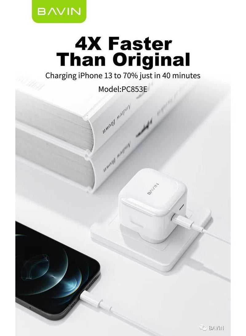 Bavin 35W Type-C Power Adapter Double PD Fast Charger, Dual USB C Port Fast Wall Charger for iPhone14 Pro Max/14 Pro/iPhone13/Samsung/iPad/Speaker/AirPods - Image 2