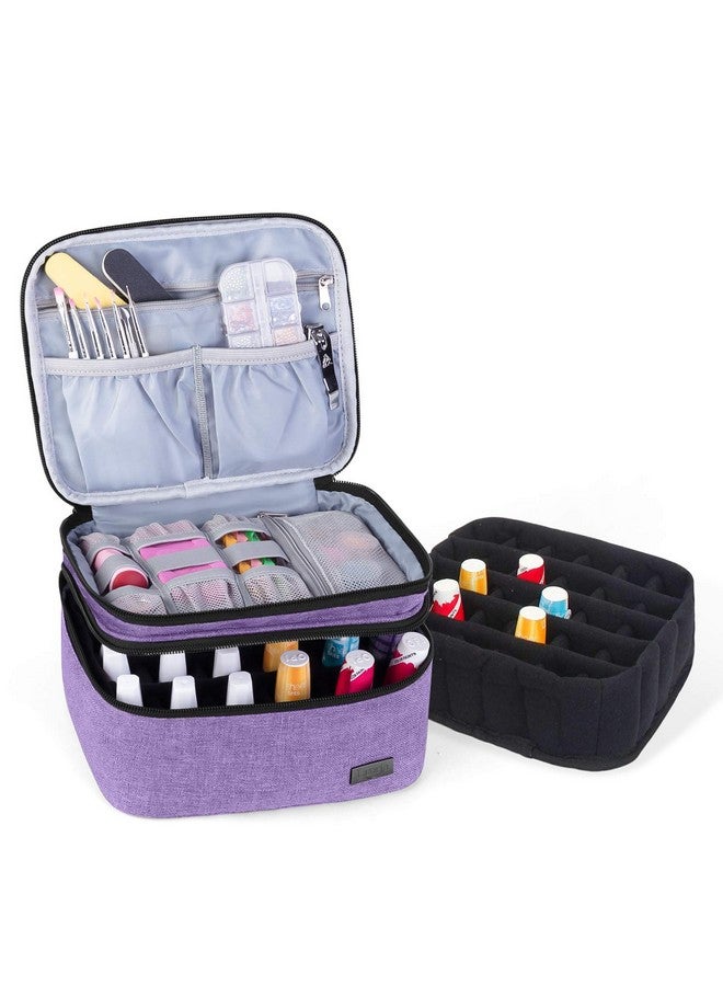 LUXJA Nail Polish Carrying Case Holds 20 Bottles (15Ml 0.5 Fl.Oz) Portable Organizer Bag For Nail Polish And Manicure Set Lavender  - Image 1