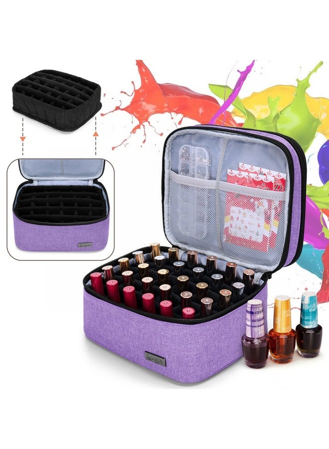 LUXJA Nail Polish Carrying Case Holds 20 Bottles (15Ml 0.5 Fl.Oz) Portable Organizer Bag For Nail Polish And Manicure Set Lavender  - Image 3