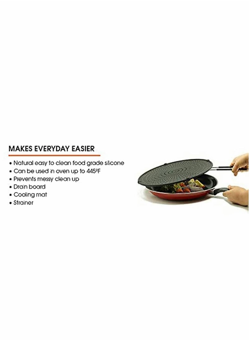 Excefore Silicone Stainless steel grease filter, Splatter Screen for Frying Pan, Multi-Use Splatter Shield, Cooling Mat, Drain Board and Strainer, Pan Cover, Black  - Image 3