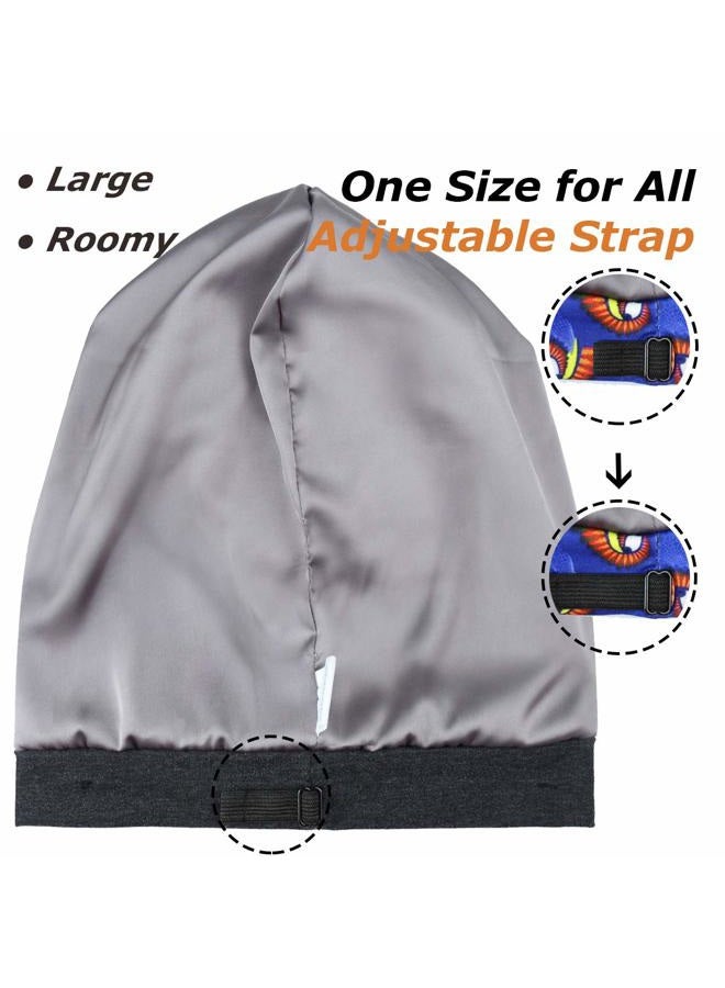 Heerf Satin Bonnet Silk Lined Sleep Cap Hair Cover Frizzy Hair Beanie Adjustable Slouchy Night Cap Dark Gray - Image 5