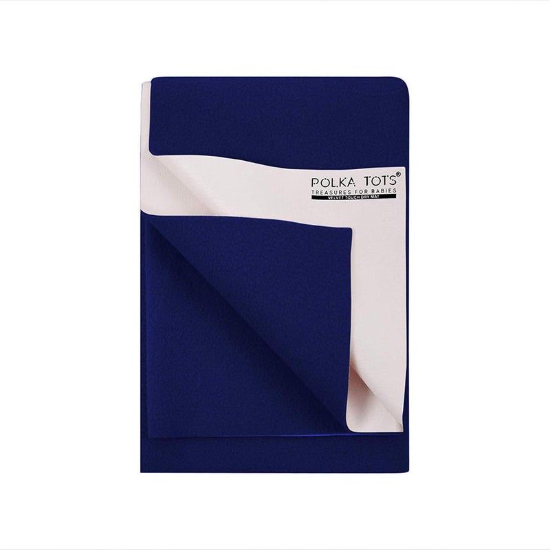 POLKA TOTS Waterproof Reusable Baby Bed Protector Absorbent Mat Dry Sheet for New Born Infants Dark Blue 50 X 70 CM Small - Image 1