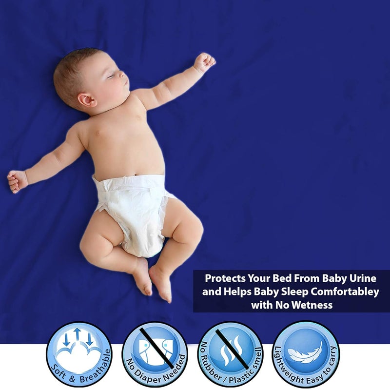 POLKA TOTS Waterproof Reusable Baby Bed Protector Absorbent Mat Dry Sheet for New Born Infants Dark Blue 50 X 70 CM Small - Image 4
