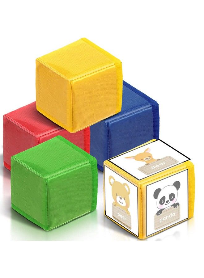 Yilloog 4 Pcs Large Diy Education Playing Game Dice Kids Infant Early Education Foam Blocks Learning Teaching Cube With Pockets Soft Stacking Blocks Toys Photo Child (Classic Color4.72 Inch) - Image 2
