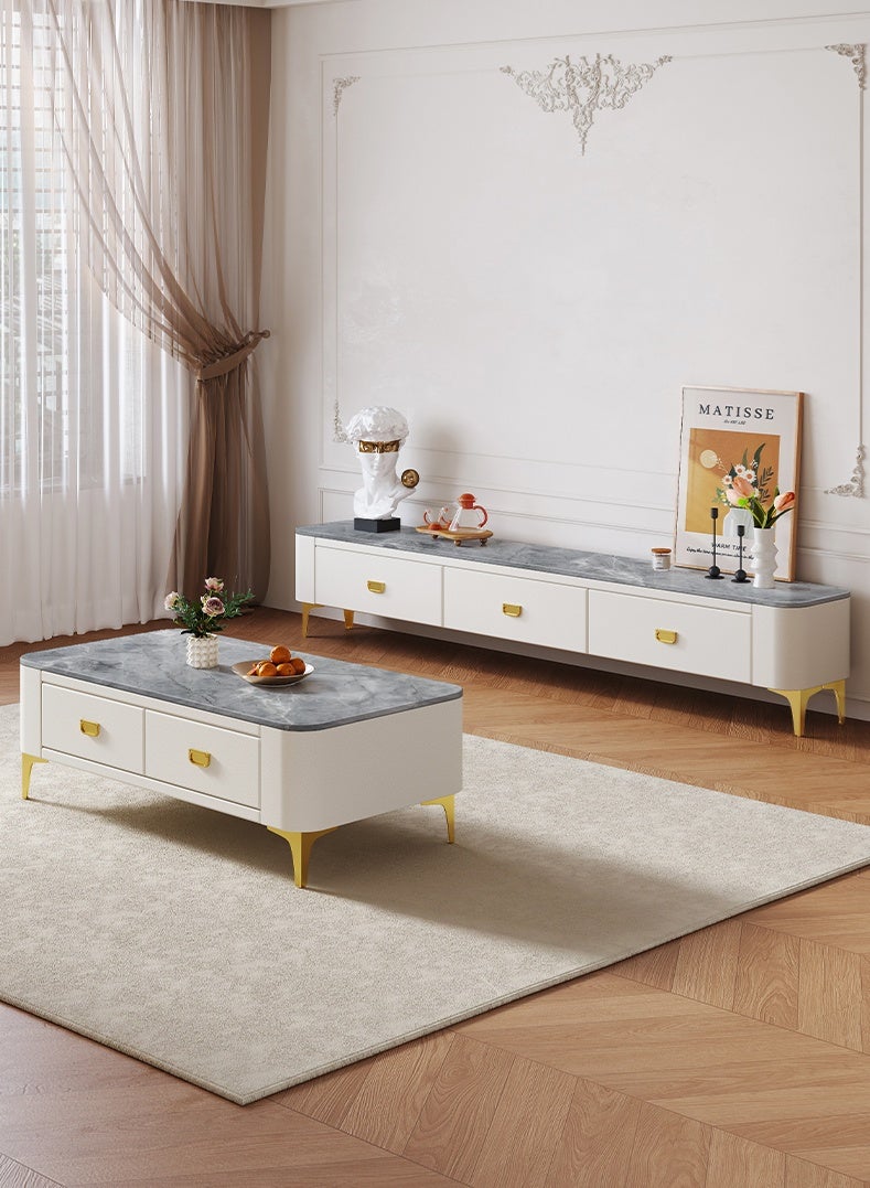 Mid-Century Modern TV Stand Set,Simple Small Family Living Room Modern Square Storage Tea Table,Sturdy Metal Legs,Minimalist Center Tabl, for Living Room,Bedrooms, Study rooms - Image 5