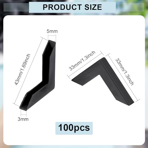 BENECREAT 100Pcs Corner Protectors LShaped Corner Bumpers Black Plastic Corner Guards Covers Proofing Edge Protector for Picture Frame Mirror Ceramic Glass Transportation Protection - Image 3