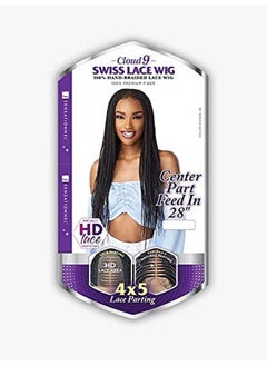Sensationnel Cloud9 4X5 Braided Wig Hand Tied Swiss Lace Braided Wig With Large Lace Parting Area Cloud 9 Center Part Feedin 28 Inch(1B)  - Image 4