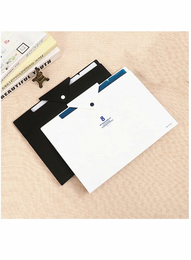 Expanding File Folder 8 Pockets Accordion Document Folder Organizer A4 Letter Paper File Organizer Pocket with Buckle Closure Plastic Expandable Files Folders for School Office Home