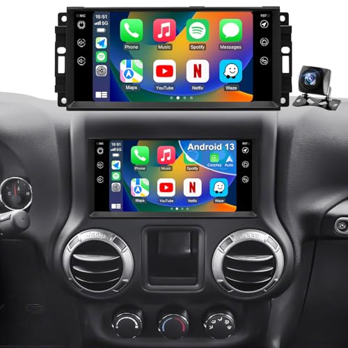 iCarSEPTON 5GWifi Upgrade Android Car Radio for Jeep Wrangler JK 20072018 Compass Patriot Dodge RAM 15002500 20092012 Touch Screen Car Stereo Wirelss Carplay Android Auto GPS Navigator FM Backup Camera - Image 1