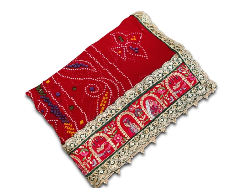 RANISATIYA Rajasthani Pure Georget Marwadi Chunri (13,B0077 (Red)) - Image 1