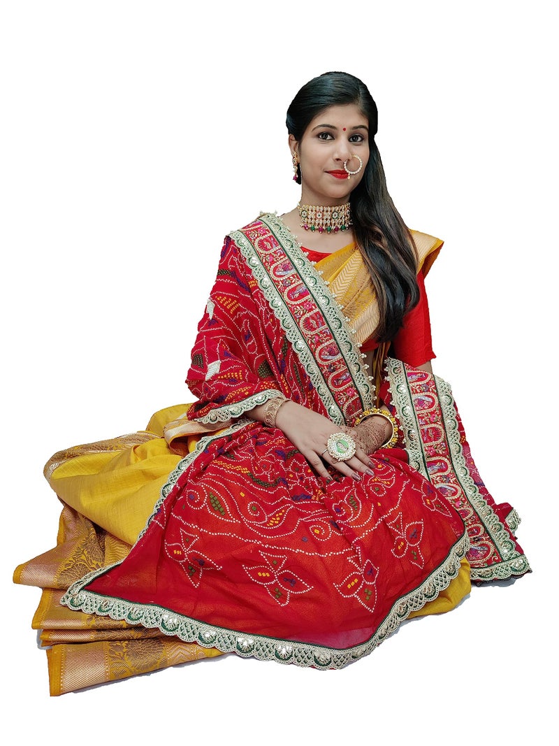 RANISATIYA Rajasthani Pure Georget Marwadi Chunri (13,B0077 (Red)) - Image 2