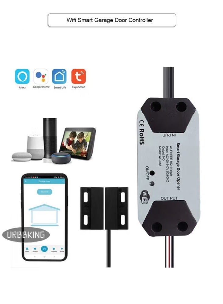 URBBKING Wifi Smart Garage Door Controller with Voice Control&timing Schedule&device Sharing&abnormal Monitoring-UK Smart Remote Garage Door Opener Switch Works with Alexa/Google Home/Smart Life/Tuya App  - Image 1