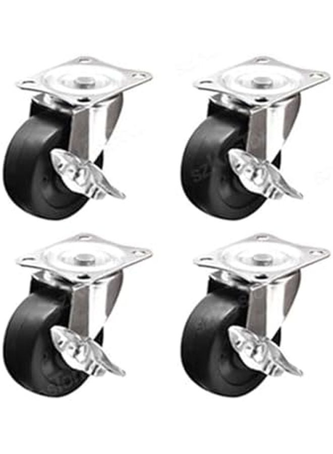4pcs With Brake Heavy Duty Swivel Castor Silent Trolley Wheels Furniture Rotatable Caster 1 Inch - Image 1