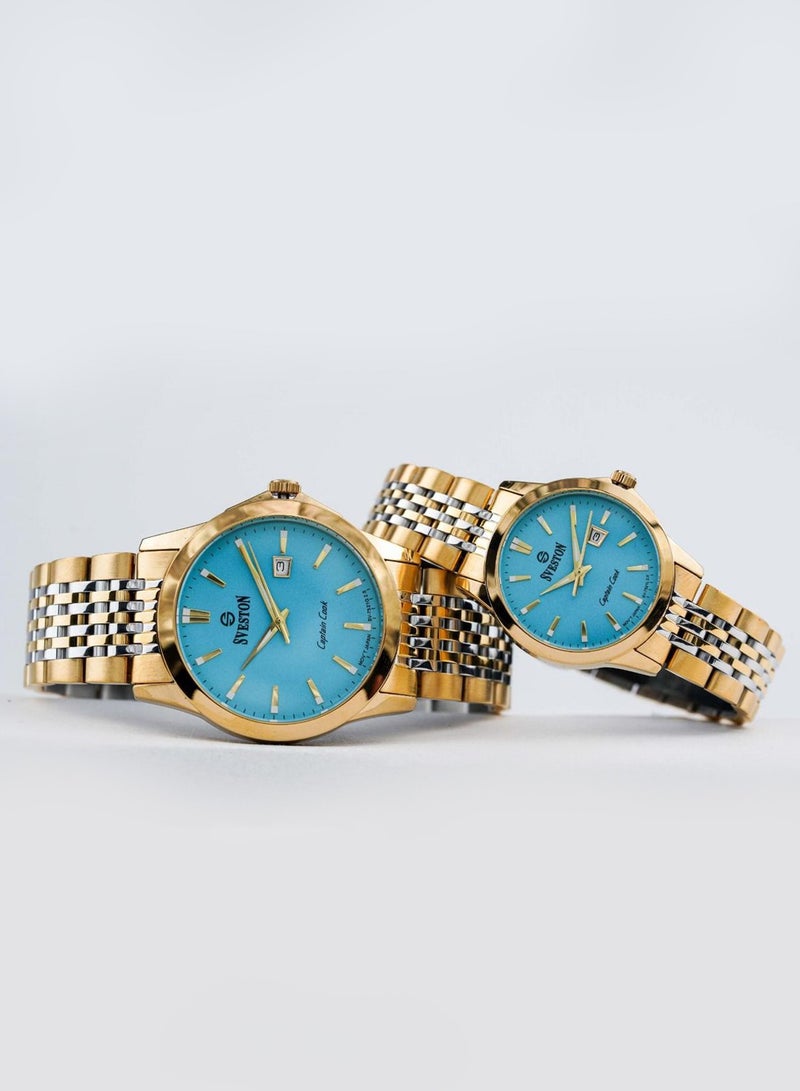 Sveston Captain Cook Analog Quartz Gold Stainless Steel Couple Set Watch SV 7521  - Image 2