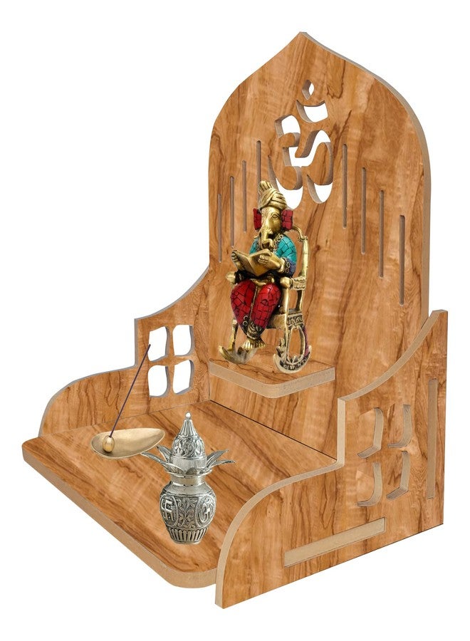 LINGAZ Wall Mounted Wooden Home Pooja Temple Mandir Puja Room Items Stand Office Decor - Image 2