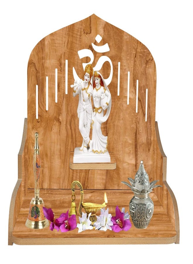 LINGAZ Wall Mounted Wooden Home Pooja Temple Mandir Puja Room Items Stand Office Decor - Image 1