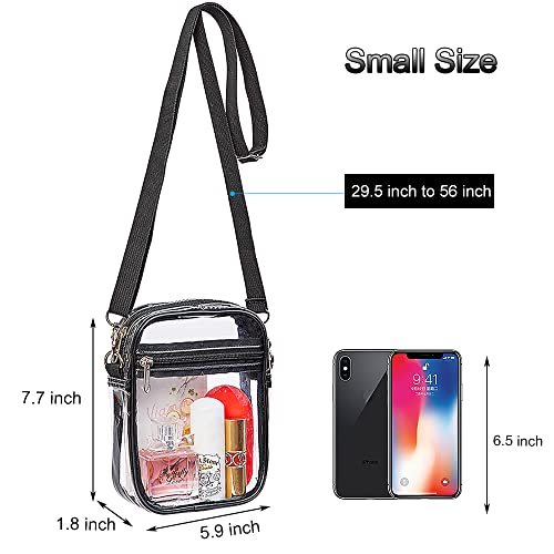 COVAX Clear Purse Bag for Stadium Events, Clear Crossbody Bag Stadium Approved for Concerts, Festivals (Black-S) - Image 5